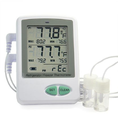 Picture of Refrigerator / Freezer Vaccine Data Logger with Alarm Fahrenheit / Celsius -58° to +158°F (-50° to +70°C) External Probe 2 Bottle Probes Battery OperatedACCRT8017