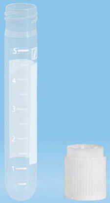 Picture of Centrifuge Tube Round Bottom Plain 13 X 75 mm 5 mL Without Color Coding Screw Cap Polypropylene Tube62.504.019
