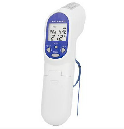 Picture of Infrared Thermometer with Alarm Fisherbrand™ Traceable® Fahrenheit / Celsius -76° to 932°F (-60° to 500°C) Type K Beaded Probe Handheld Battery Operated4482