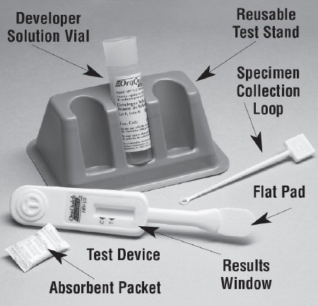 Picture of Rapid Test Kit OraQuick Advance® Rapid HIV-1/2 Antibody Test HIV Detection Whole Blood / Plasma / Saliva Sample 100 Tests1001-0078