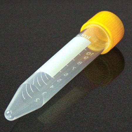 Picture of Centrifuge Tube Conical Bottom Plain 16 X 100 mm 10 mL Yellow Screw Cap Polypropylene Tube6293