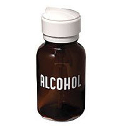 Picture of Dispensing Bottle 2.5 X 2.5 Inch, 8 oz., Amber, Wide Mouth, Round Shape, With Closure, 45 to 400 mm Screw Closure Size, Non-sterile, Translucent, F217 Liner Material, Polypropylene Closure, White Clear Closure, Flat Closure Liner Design For Alcohol Dispensing9GJ17