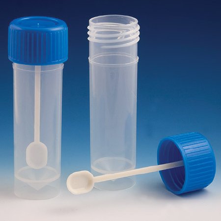 Picture of Stool Specimen Container 25 X 90 mm Polypropylene 30 mL (1 oz.) Screw Cap with Sampling Device Unprinted NonSterile109120