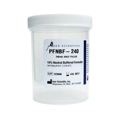Picture of Prefilled Formalin Container Polypropylene 120 mL Fill in 240 mL (8 oz.) Screw Cap Warning Label NonSterilePFNBF-240