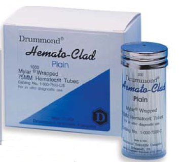 Picture of Hemato-Clad® Mylar® Capillary Blood Collection Tube Hematocrit Plain 1.1 X 75 mm 70 µL Blue Stripe Without Closure Glass Tube211765