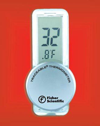 Picture of Digital Thermometer Fisherbrand™ Econo Traceable® Fahrenheit / Celsius 14° to 131°F (-9.9° to +55°C) Without External Probe Door / Wall Mount Battery Operated15077944
