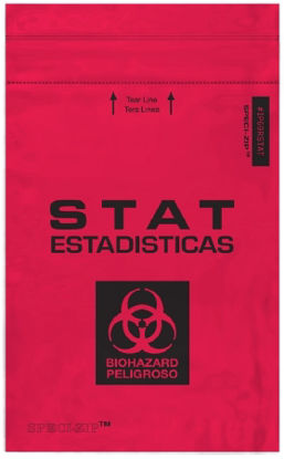 Picture of Specimen Transport Bag with Document Pouch Speci-Zip® 6 X 9 Inch Polyethylene Zip Closure STAT / Biohazard Symbol NonSterileIP69RSTAT