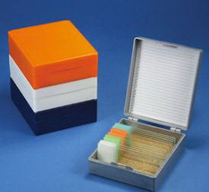 Picture of Slide Storage Box Globe® Scientific 25 X 75 mm Storage Box and 1 X 3 Inch Microscope Slides Gray ABS Plastic / Cork 25 Slide Capacity513075A