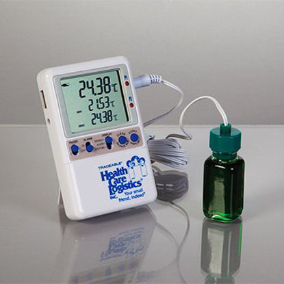 Picture of Datalogging Thermometer with Alarm Memory-Loc™ Fahrenheit / Celsius -58° to +158°F (-50° to +70°C) Bottle Probe Battery Operated19195