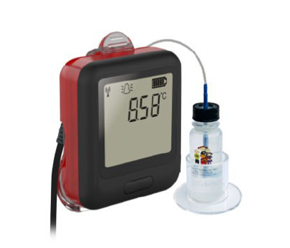 Picture of Refrigerator / Freezer Temperature Data Logger with Alarm Fahrenheit / Celsius -40° to +257°F (-40° to +125°C) Thermistor Probe Wall Mount Battery OperatedVFC311