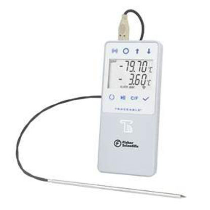 Picture of Datalogging Refrigerator / Freezer Thermometer with Alarm Fisherbrand™ TraceableLIVE® Fahrenheit / Celsius -130° to +221°F (-90° to +105°C) Stainless Steel Probe Multiple Mounting Options Battery Operated15079626