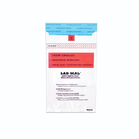 Picture of Specimen Transport Bag with Document Pouch Lab-Seal® Tamper-Evident 6 X 10 Inch LDPE Adhesive Closure Biohazard Symbol / Storage Instructions NonSterileLABA610B