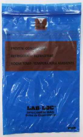 Picture of Specimen Transport Bag with Document Pouch Lab-Loc® 6 X 9 Inch LDPE Zip Closure Biohazard Symbol / Storage Instructions NonSterileLABZ69BL