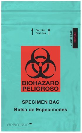 Picture of Specimen Transport Bag with Document Pouch Speci-Zip® 6 X 9 Inch Polyethylene Zip Closure Biohazard Symbol NonSterileIP69BG