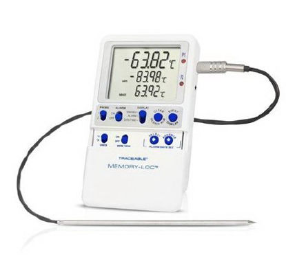 Picture of Digital Ultra-Low Freezer Thermometer Traceable® Memory-Loc™ Fahrenheit / Celsius -130° to +221°F (-90° to +105°C) Stainless Steel Probe Multiple Mounting Options Battery Operated98768-55