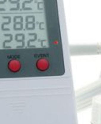 Picture of Digital Thermometer with Alarm CardinalHealth™ Fahrenheit / Celsius -50°C to 70°C External Probe Flip-out Stand / Wall Mount Battery OperatedCH2960-3