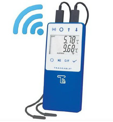 Picture of Datalogging Refrigerator / Freezer Thermometer with Alarm TraceableLIVE® Fahrenheit / Celsius -58° to +140°F (-50° to +60°C) 2 Bullet Probes Handheld Battery Operated99460-10