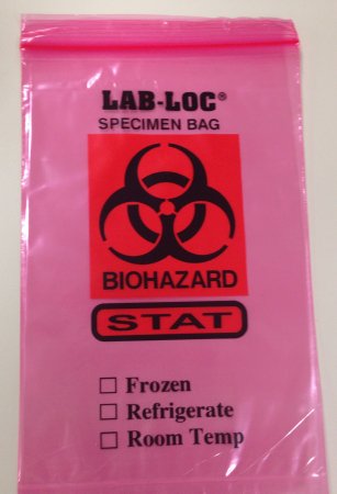 Picture of Specimen Transport Bag with Document Pouch Seal-N-Rip® 6 X 9 Inch LDPE Zip Closure STAT / Biohazard Symbol / Storage Instructions NonSterileF20609STATSNR