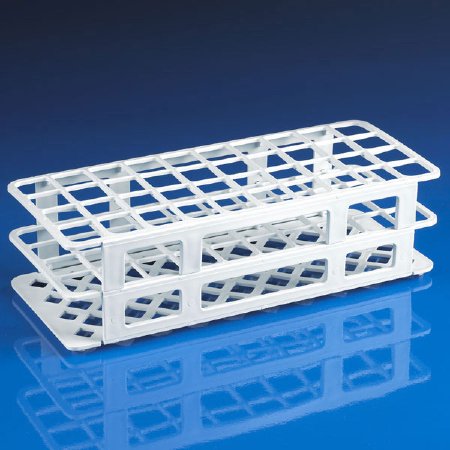 Picture of Stacking Test Tube Rack Globe® Scientific 456700 Series 40 Place 25 mm Tube Size White 3-1/3 X 4-7/8 X 11-3/5 Inch456703
