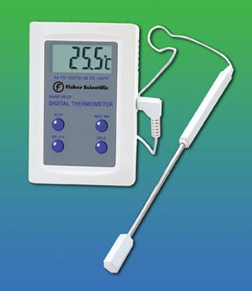 Picture of Digital Thermometer Fisherbrand™ Fahrenheit / Celsius -58° to +392°F (-50° to +200°C) External Probe Battery OperatedS01557