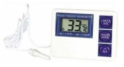Picture of Digital Refrigerator / Freezer Thermometer with Alarm VWR® Fahrenheit / Celsius 14° to 122°F (-10° to +50°C) / -58° to +158°F (-50° to +70°C) External Probe Door / Wall Mount Battery Operated82021-172