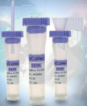Picture of MiniCollect® Capillary Blood Collection Tube Hematology K3 EDTA Additive 11 X 40 mm 500 µL Lavender Rubber Cross-Section Cap Polypropylene Tube22030403