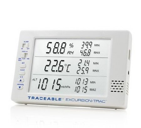 Picture of Hygrometer / Temperature Data Logger with Alarm Traceable® Excursion-Trac™ Fahrenheit / Celsius 0° to 65°C External Probe Battery Operated98767-15
