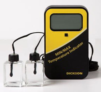 Picture of Digital Vaccine Thermometer with Alarm Dickson Fahrenheit / Celsius -58° to +158°F (-50° to +70°C) 2 Glycol Bottle Probes Desk / Wall / Door Mount Battery Operated15174130