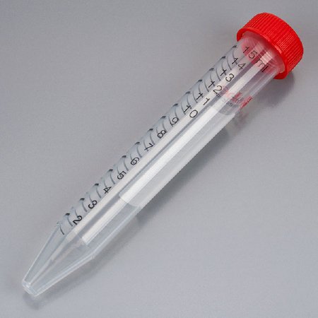 Picture of Diamond® Max™ Centrifuge Tube Conical Bottom Plain 15 mL Red Screw Cap Polypropylene Tube6295