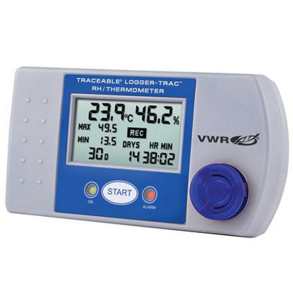Picture of Datalogging Digital Thermometer / Hygrometer with Alarm VWR® Traceable® Logger-Trac™ Fahrenheit / Celsius -20° to +161°F (-29° to +72°C) Internal Sensor Battery Operated10154-376