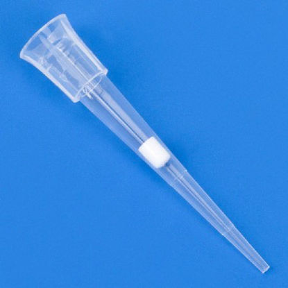 Picture of Certified Filter Pipette Tip 31 mm, Universal, 0.1 to 10 µL, Natural, Polyethylene Filters, Low Retention, Graduated, Sterile, Racked For Designed for Use on All Popular Pipettors150800
