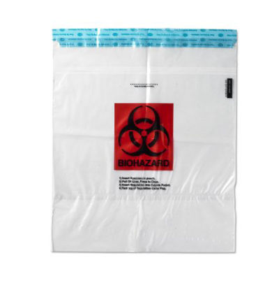 Picture of Specimen Transport Bag With Document Pouch 15 X 17 Inch Plastic Adhesive Closure Biohazard Symbol / Storage Instructions NonSterileBGT1517
