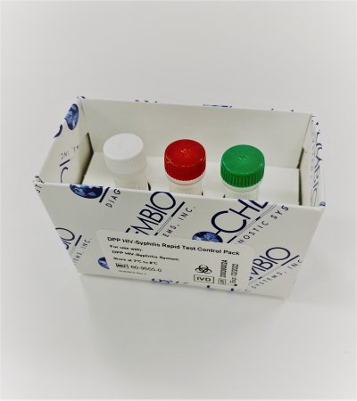 Picture of Antibody Test Control Kit DPP® HIV-Syphilis HIV-1 / Syphilis Reactive Level, HIV-2 Reactive Level, NonReactive Level 2 X 0.5 mL60-9555-0