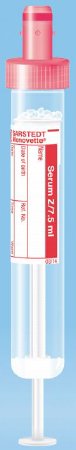Picture of S-Monovette® Venous Blood Collection Tube Serum Tube Clot Activator Additive 15 X 92 mm 7.5 mL Red Screw Cap Polypropylene Tube01.1601.100