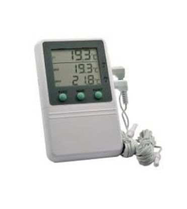 Picture of Digital Refrigerator / Freezer Thermometer with Alarm Time-Date Stamp Fahrenheit / Celsius -58° to +158°F (-50° to +70°C) 2 External Probes Desk / Wall / Door Mount Battery OperatedACC821DIG2