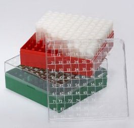 Picture of Cryo Storage Box BioBOX™ 52 X 132 X 132 mm Red Polycarbonate 100 Vial Capacity3050R
