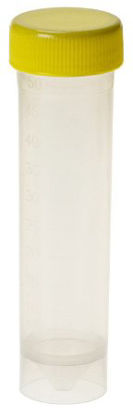 Picture of Storage and Transport Tube Conical Bottom, Skirted Plain 30 X 115 mm 50 mL Yellow Screw Cap Polypropylene TubeC571-2