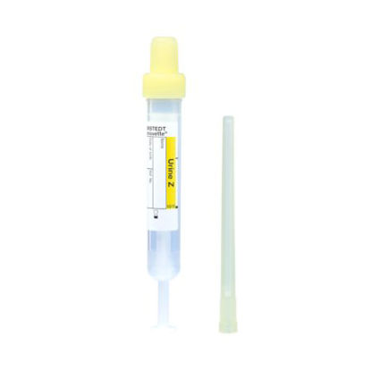 Picture of Urine-Monovette® Urinalysis Tube Round Bottom Plain 13 X 75 mm 3.2 mL Yellow Luer Screw Cap Polypropylene Tube10.250.001