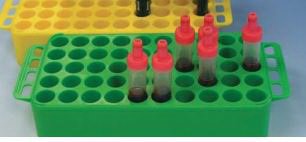 Picture of Block Rack Test Tube Rack S-Monovette® 50 Place 12 mm Tube Size Green 1-3/4 X 3-1/8 X 6 Inch93.854.123