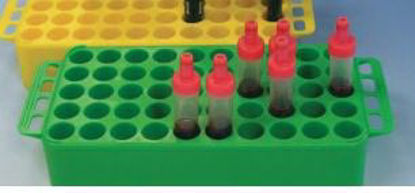 Picture of Block Rack Test Tube Rack S-Monovette® 50 Place 12 mm Tube Size Green 1-3/4 X 3-1/8 X 6 Inch93.854.123