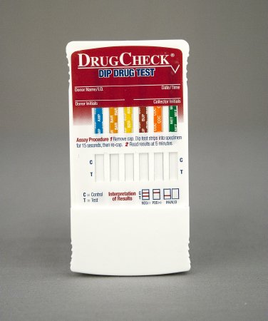 Picture of Drugs of Abuse Test DrugCheck® Dip Drug Test 12-Drug Panel AMP, BAR, BUP, BZO, COC, mAMP/MET, MTD, OPI, OXY, PCP, PPX, THC Urine Sample 25 Tests31200