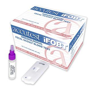 Picture of Rapid Test Kit Accutest® iFOBT Single Sample Colorectal Cancer Screening Fecal Occult Blood Test (iFOB or FIT) Stool Sample 25 TestsCS605