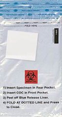 Picture of Specimen Transport Bag with Document Pouch and Absorbent Pad Enhanced Speci-Gard® 6 X 9-1/4 Inch Polyethylene Adhesive Closure Biohazard Symbol / Instructions for Use NonSterileSPECI-CC