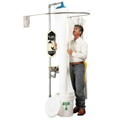 Picture of Shower Tester 15 X 84 Inch, White, Funnel Weighted Top and Bottom, With Plastic Bucket For Emergency Shower Stations8ND03
