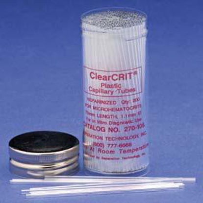 Picture of ClearCRIT® Capillary Blood Collection Tube Hematocrit Heparin Additive 0.5 X 75 mm Red Without Closure Plastic Tube270-107
