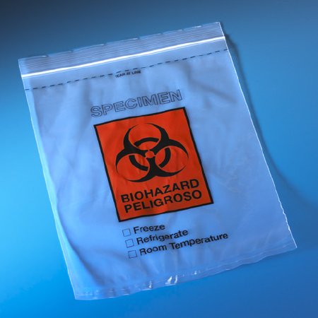Picture of Specimen Transport Bag with Document Pouch 8 X 10 Inch Polyethylene Zip Closure Biohazard Symbol / Storage Instructions NonSterile4926