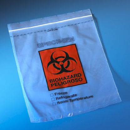 Picture of Specimen Transport Bag with Document Pouch 8 X 10 Inch Polyethylene Zip Closure Biohazard Symbol / Storage Instructions NonSterile4926