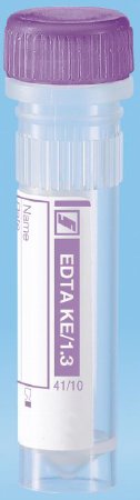 Picture of Microcentrifuge Tube Conical Bottom, Skirted K3 EDTA Additive 10.8 X 45 mm 1.3 mL Violet Screw Cap Polypropylene Tube41.1395.105