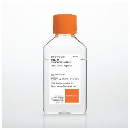 Picture of Cell Culture Reagent Corning® cellgro® Phosphate Buffered Saline (PBS) 1X / pH 7.3 to 7.5 6 X 500 mLMT21040CV
