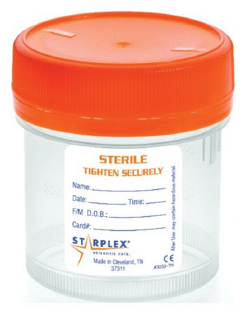 Picture of Urine Specimen Container Starplex® Leakbuster™ 3 Polypropylene 90 mL (3 oz.) Screw Cap Patient Information OR Sterile22146533